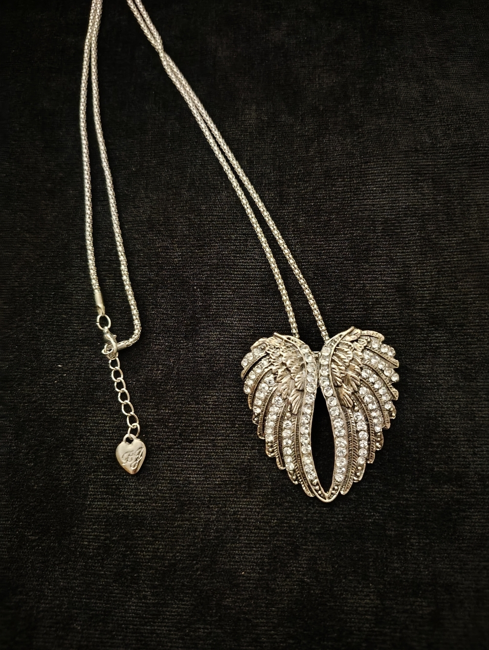 Betsy Johnson Angel Wing Heart Shape Necklace/Brooch